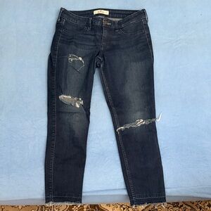 Hollister Dark Blue Distressed Skinny Jeans